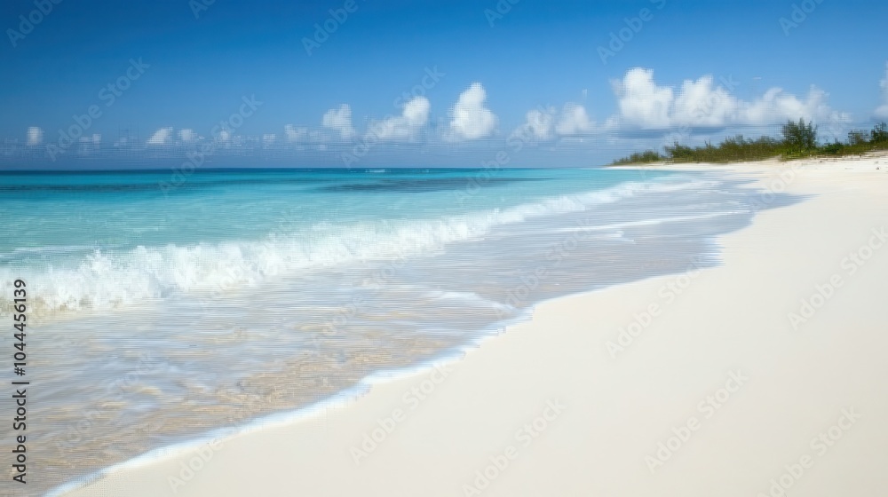 Serene Beach Scene with Gentle Waves and Clear Sky Serene Beach Scene with Gentle Waves and Clear Sky