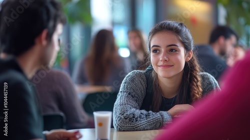 Smiling Woman in a Cafe