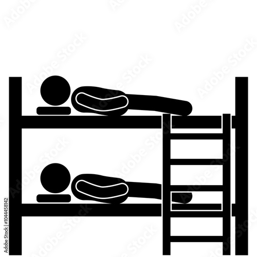 stick figure illustration of sleeping on a bunk bed