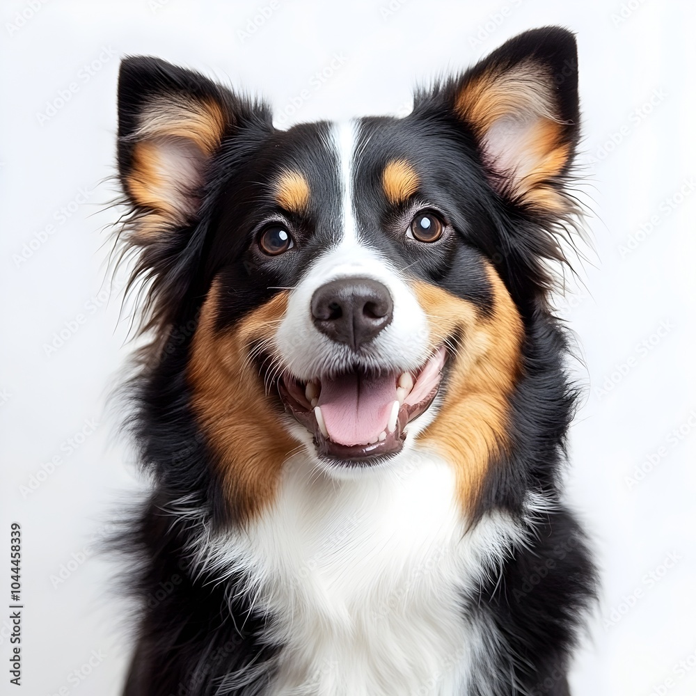Smiling Border Collie Dog Headshot with White Background Smiling Border Collie Dog Headshot with White Background