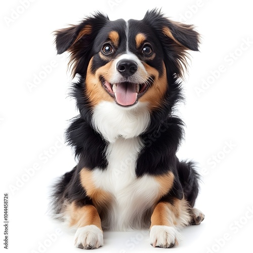 Close up Portrait of a Happy and Friendly Dog Against a White Background