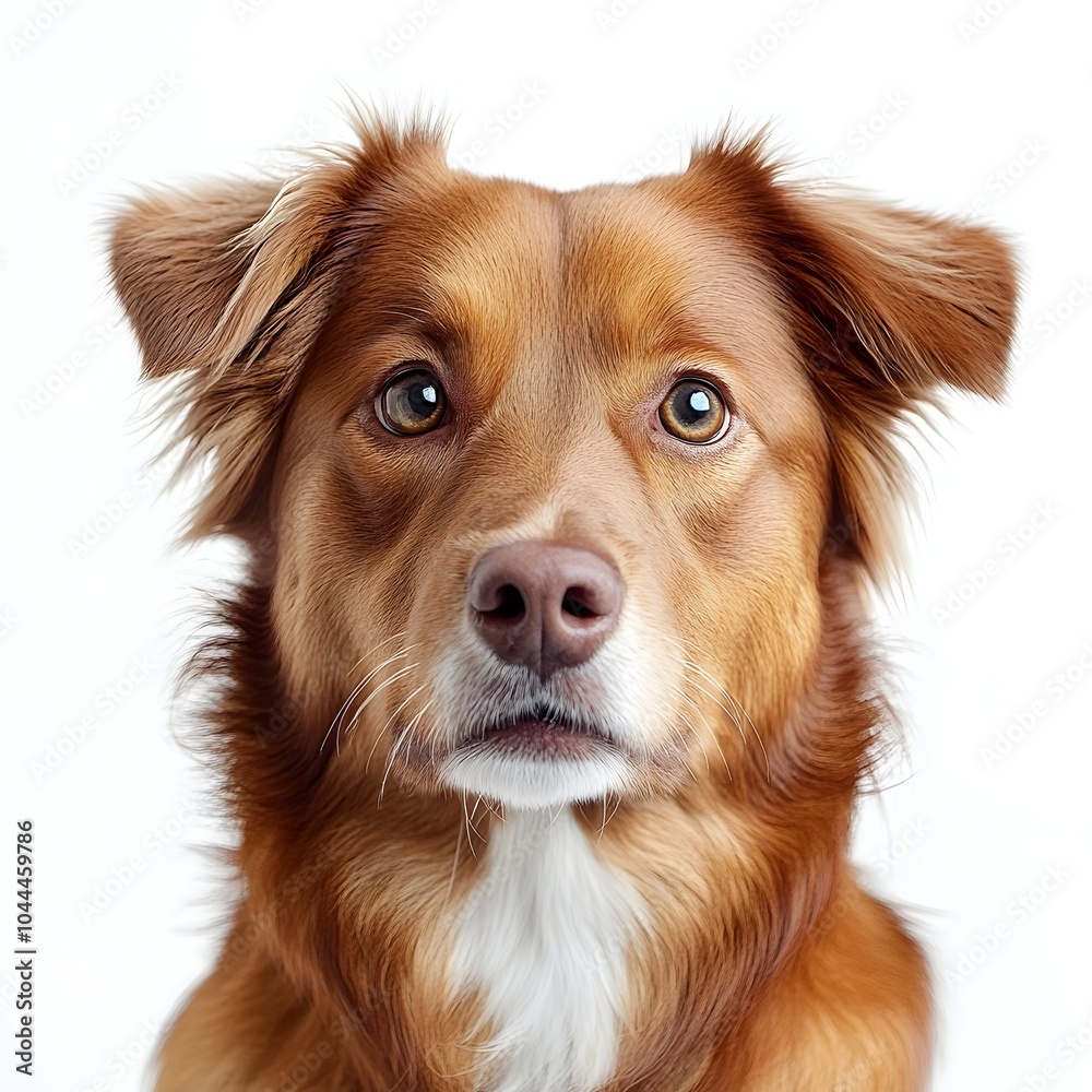 Adorable friendly dog portrait with expressive eyes against white background Adorable friendly dog portrait with expressive eyes against white background
