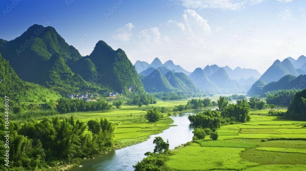 Fototapeta premium Eden's Embrace: A Serene Landscape for Your Escape
