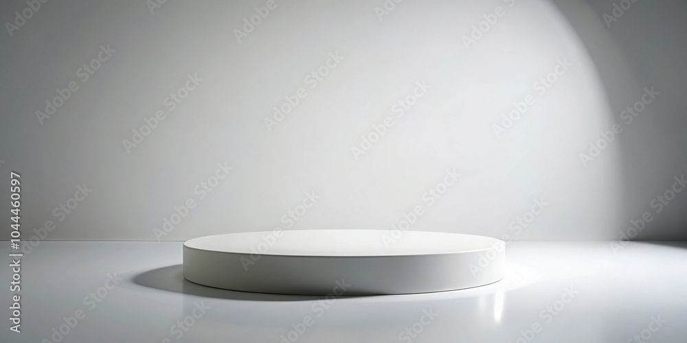 Round white podium on white background silhouette Round white podium on white background silhouette