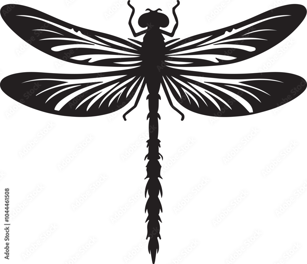 Fototapeta premium Dragonfly icon. Black dragonfly sign. Flat design. Silhouette icon. Vector illustration