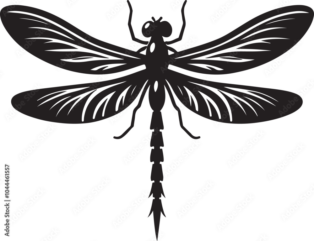 Fototapeta premium Dragonfly icon. Black dragonfly sign. Flat design. Silhouette icon. Vector illustration