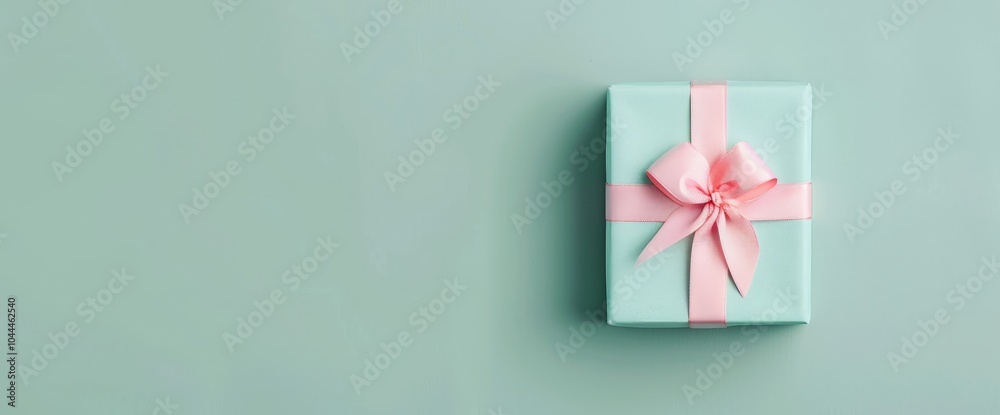 A Mint Green Gift Box With a Pink Bow A Mint Green Gift Box With a Pink Bow