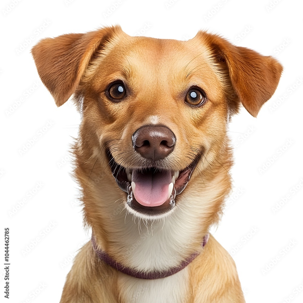 Cheerful Dog Face with Friendly Expression on White Background Cheerful Dog Face with Friendly Expression on White Background