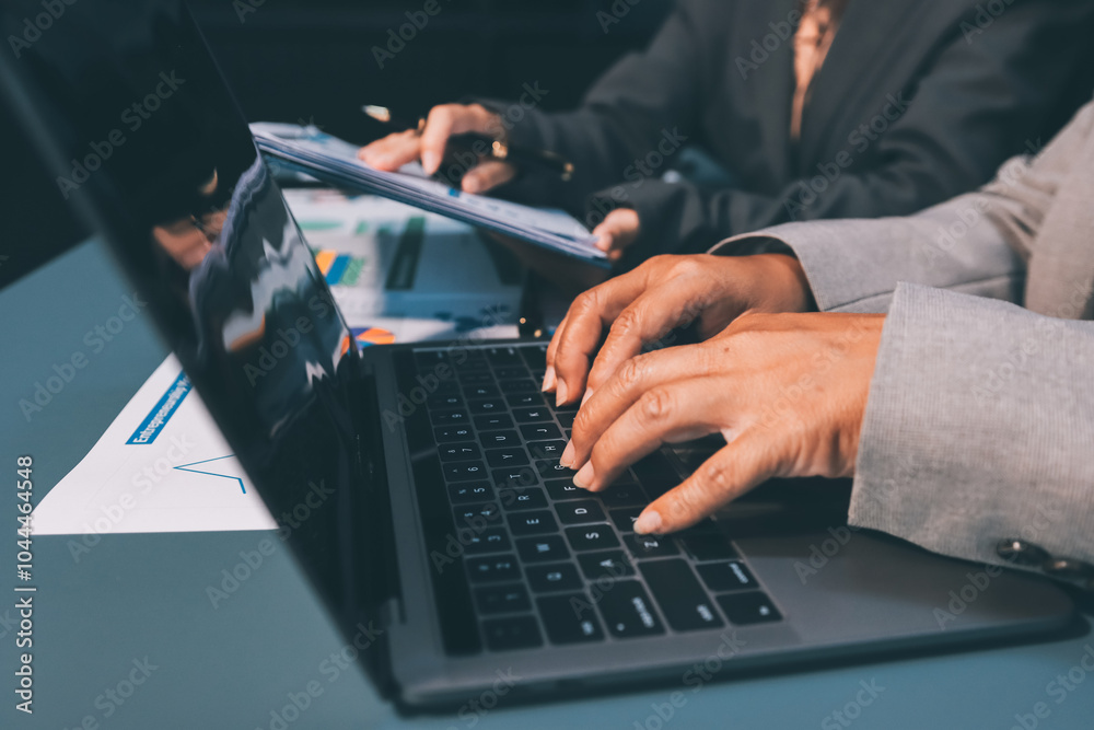 Team of business people are meeting to analyze data for marketing plan,Market research reports and income statistics, Financial and Accounting concept. Team of business people are meeting to analyze data for marketing plan,Market research reports and income statistics, Financial and Accounting concept.