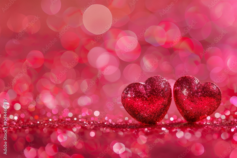 Red Hearts with Pink Bokeh Background Red Hearts with Pink Bokeh Background