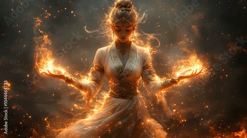 Enchanting Woman Creating Magic with Fire