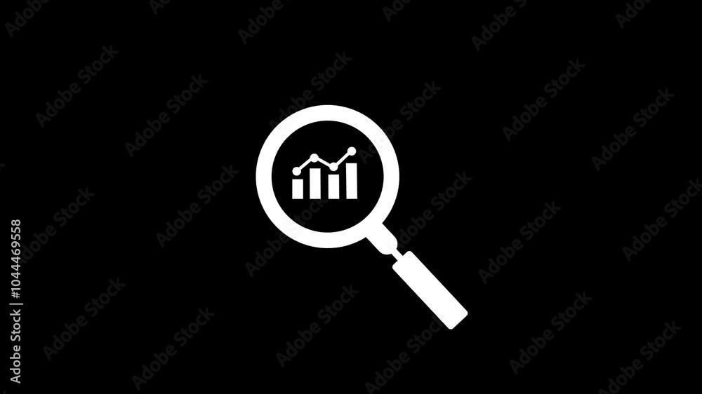 Magnifying glass with data analysis icon, simple design business growth concept animation Magnifying glass with data analysis icon, simple design business growth concept animation