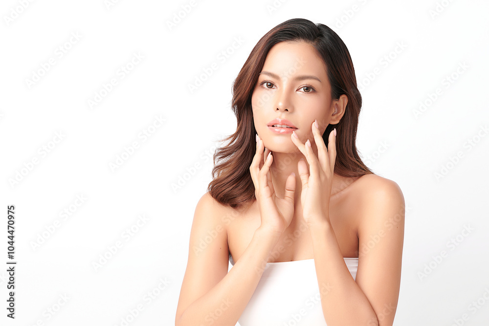 Beautiful young asian woman with clean fresh skin on white background, Face care, Facial treatment, Cosmetology, beauty and spa, Asian women portrait. Beautiful young asian woman with clean fresh skin on white background, Face care, Facial treatment, Cosmetology, beauty and spa, Asian women portrait.