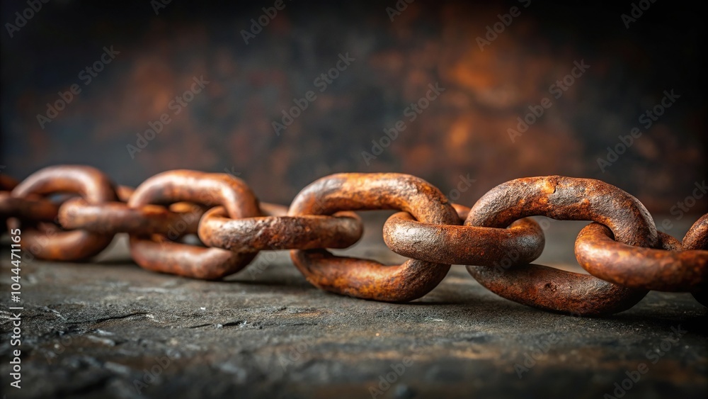 Fototapeta premium Rusty chain against a dark background representing Juneteenth symbolism