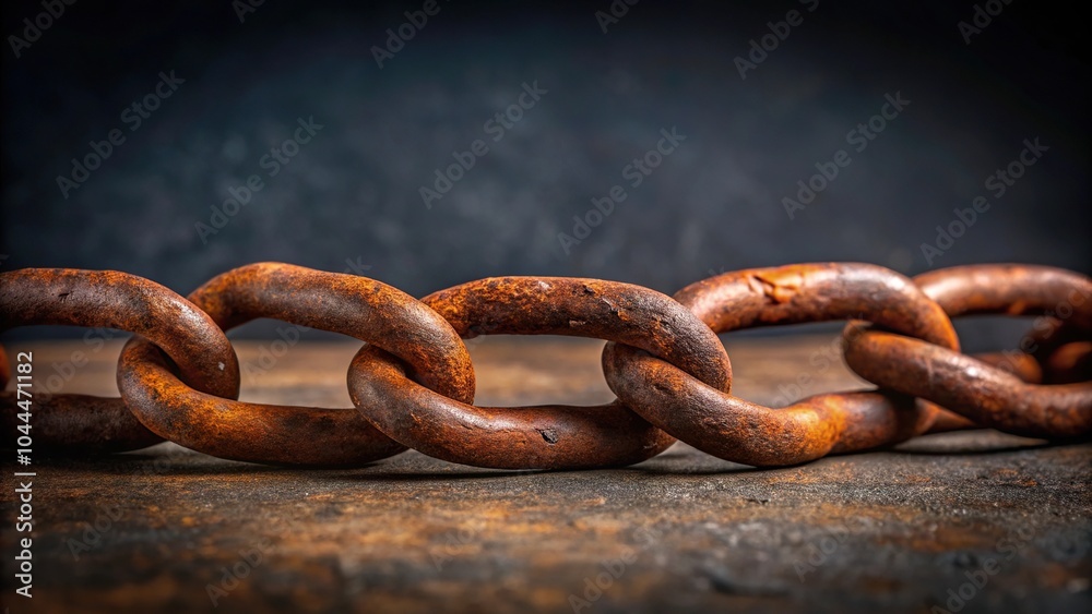 Rusty chain on dark background symbolizing Juneteenth