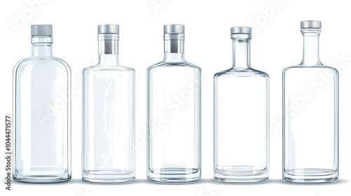 Clear Glass Bottles on a Transparent Background Generative AI