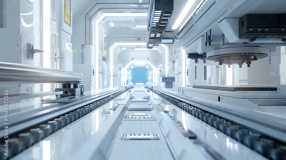 Naklejka premium A bending machine in a cleanroom environment