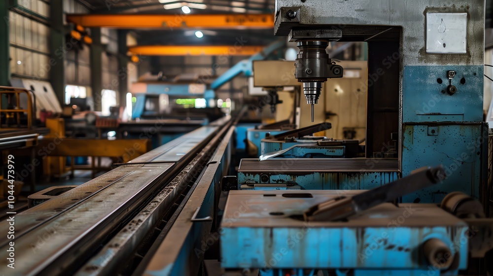 A bending machine in an industrial workshop A bending machine in an industrial workshop