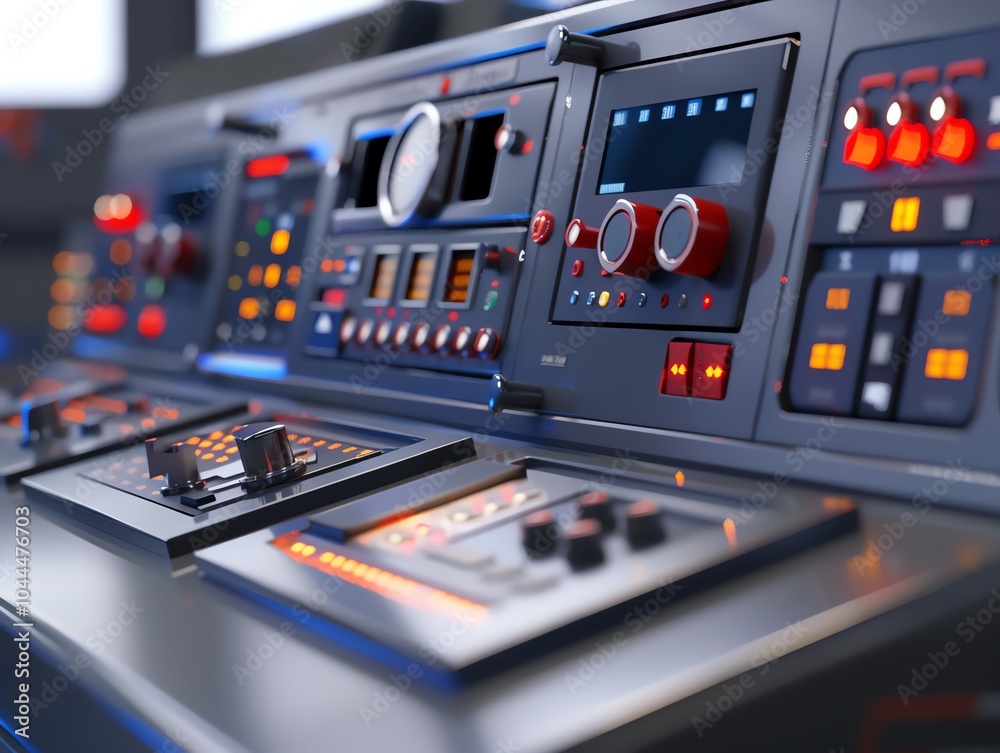 Naklejka premium A detailed render of the control panel of a modern bending machine