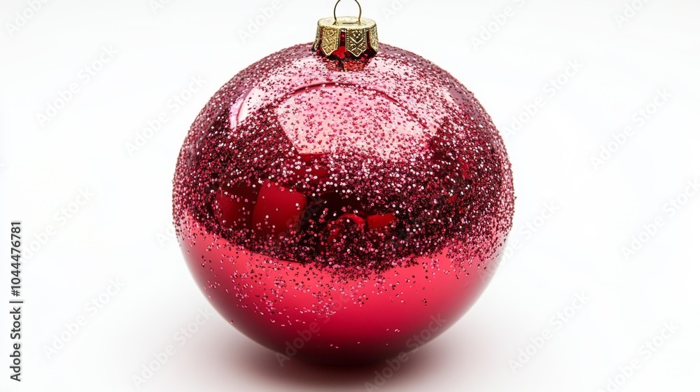 Magenta Christmas ball mockup isolated on a white background featuring a vibrant and glittery surface for holiday decor festive designs or seasonal branding projects.. Generative AI Magenta Christmas ball mockup isolated on a white background featuring a vibrant and glittery surface for holiday decor festive designs or seasonal branding projects.. Generative AI