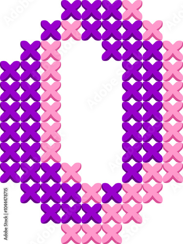 Embroidery Cross Stitch Letter Alphabet Vector Element O