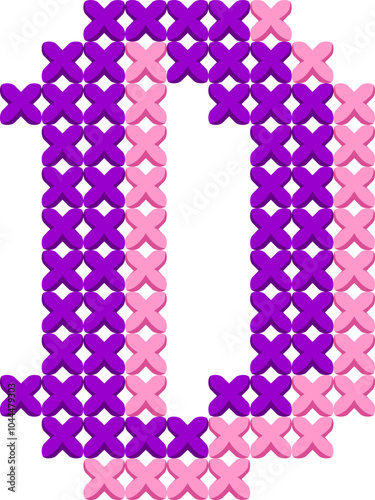 Embroidery Cross Stitch Letter Alphabet Vector Element D