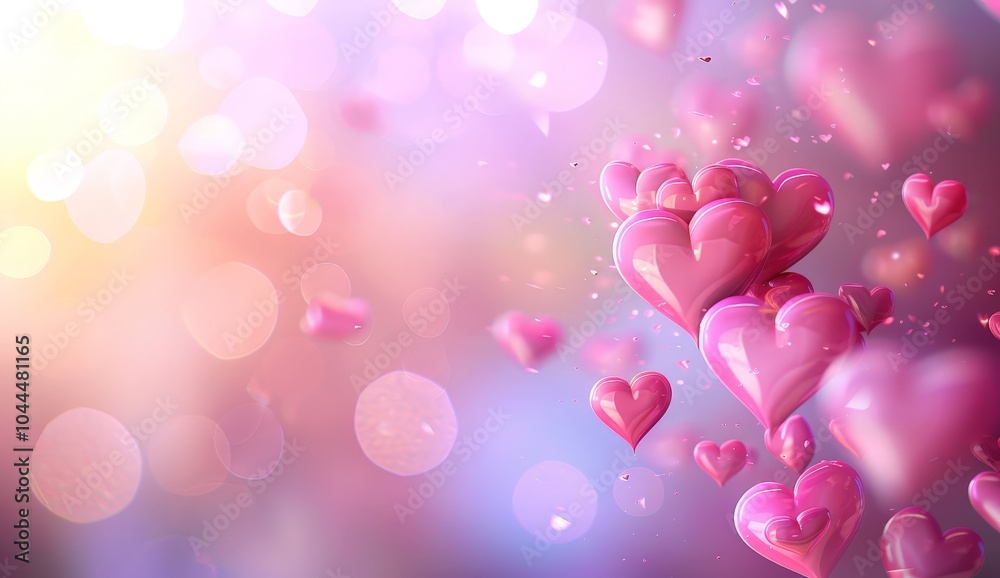 Pink Hearts with Bokeh Background Pink Hearts with Bokeh Background