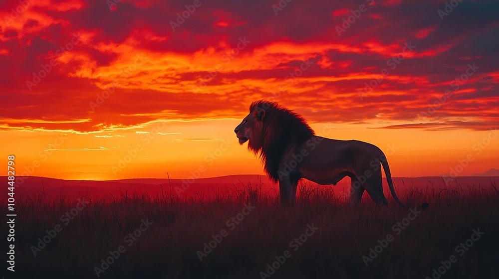lion on the savannah at sunset lion on the savannah at sunset