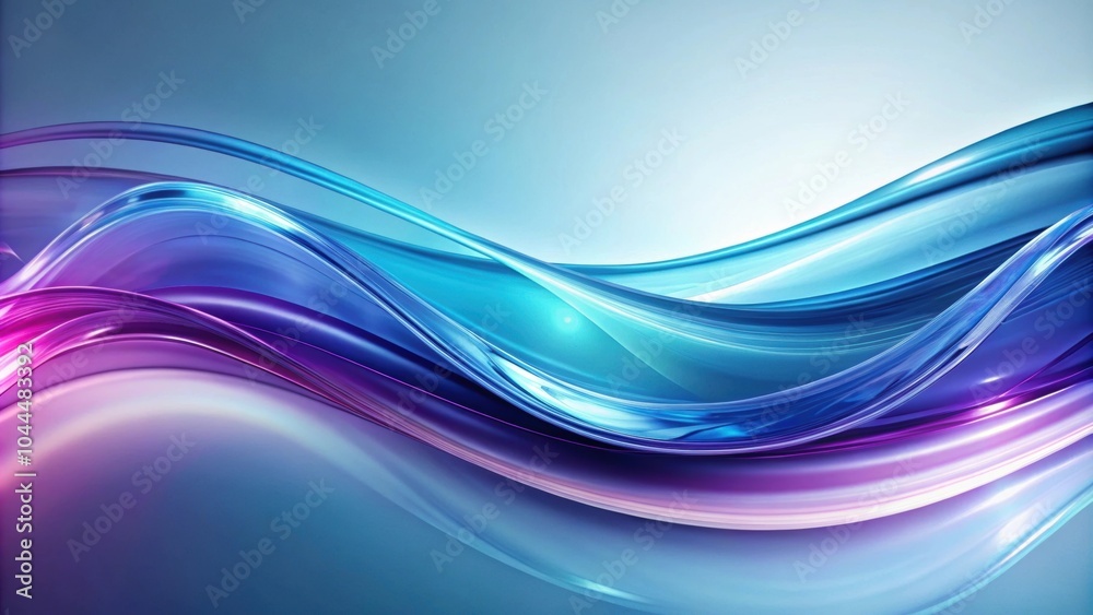 Fototapeta premium Abstract blue and purple glassy wave design with flowing patterns, blue, purple, abstract, glassy, wave, background, flowing