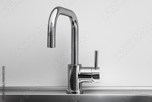 Modern chrome faucet in a kitchen sink.