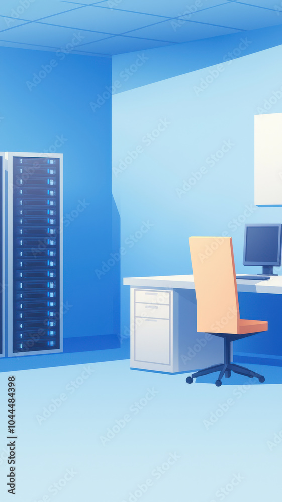 Fototapeta premium Modern AI Startup Office with Server Infrastructure