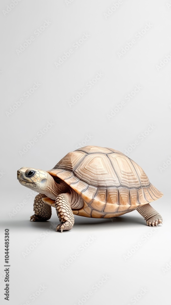 Obraz premium Turtle against an isolated background, showcasing its detailed shell and gentle demeanor in a simple, minimalistic environment.