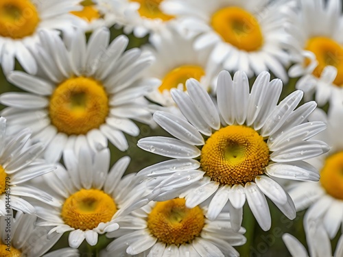 The beauty of yellow and white daisy flowers photographed from close range using a camera in a flower garden