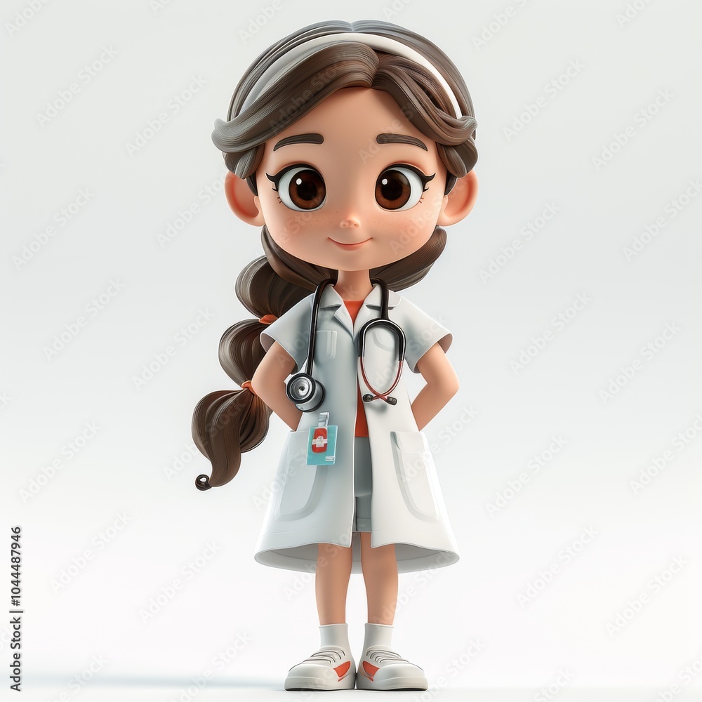 Cartoon Female Nurse Character in 3D Render Cartoon Female Nurse Character in 3D Render