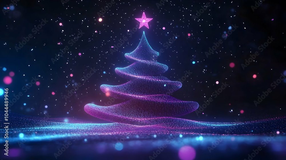 Glowing Christmas Tree with Star on Top Glowing Christmas Tree with Star on Top