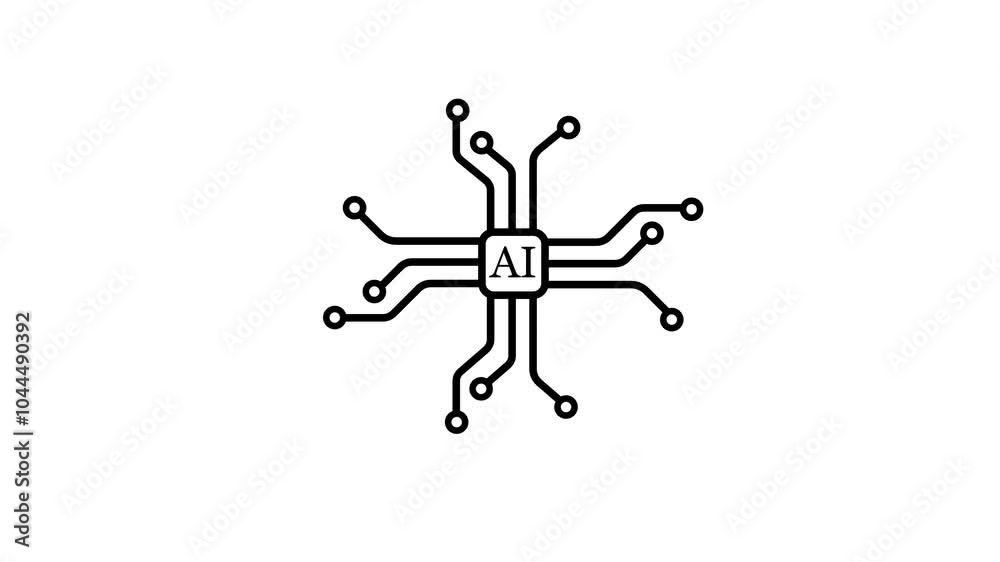 AI circuit icon animation on background AI circuit icon animation on background