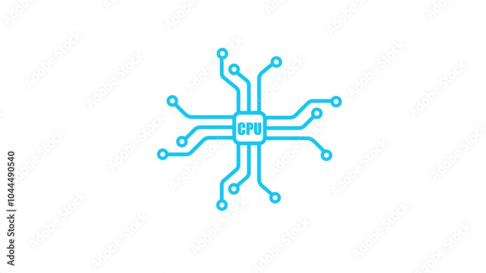 CPU circuit icon animation on background CPU circuit icon animation on background