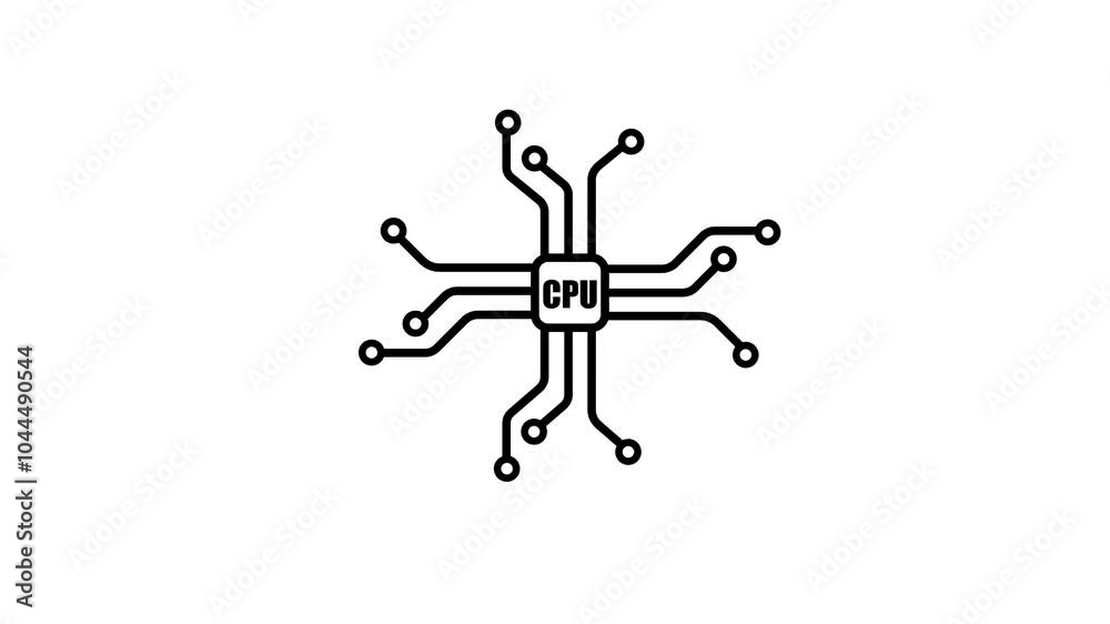 CPU circuit icon animation on background CPU circuit icon animation on background
