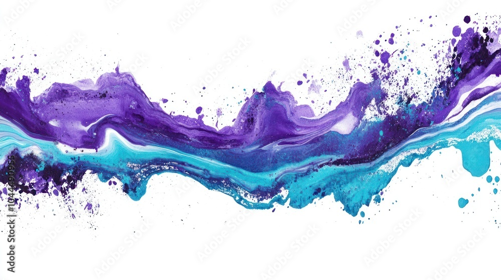 Abstract fluid art with vibrant purple and turquoise swirls and splashes. Abstract fluid art with vibrant purple and turquoise swirls and splashes.