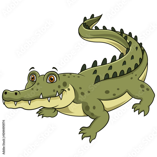Cute crocodile cartoon on white background