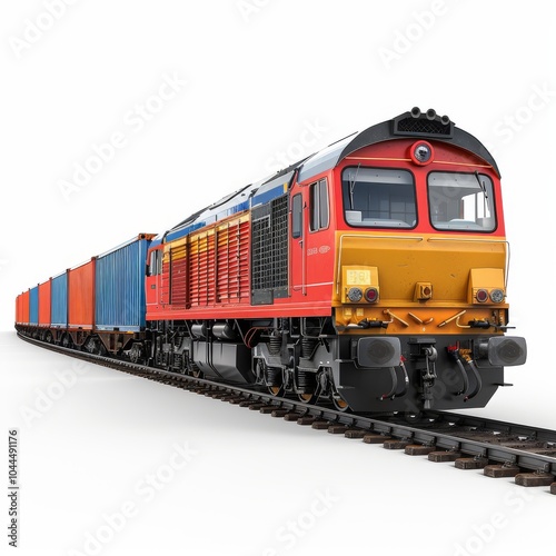 3D Model of a Freight Train with Container Cars