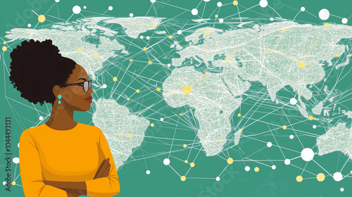 Woman Looking at World Map