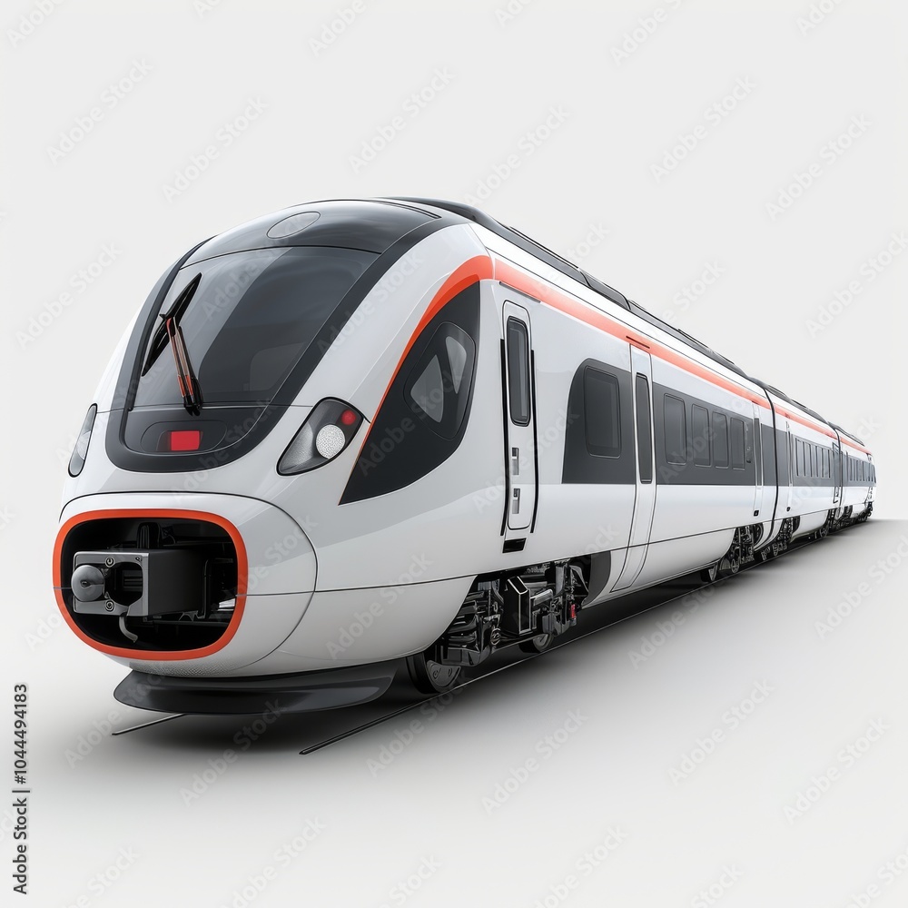 Modern Electric Passenger Train in 3D View Modern Electric Passenger Train in 3D View