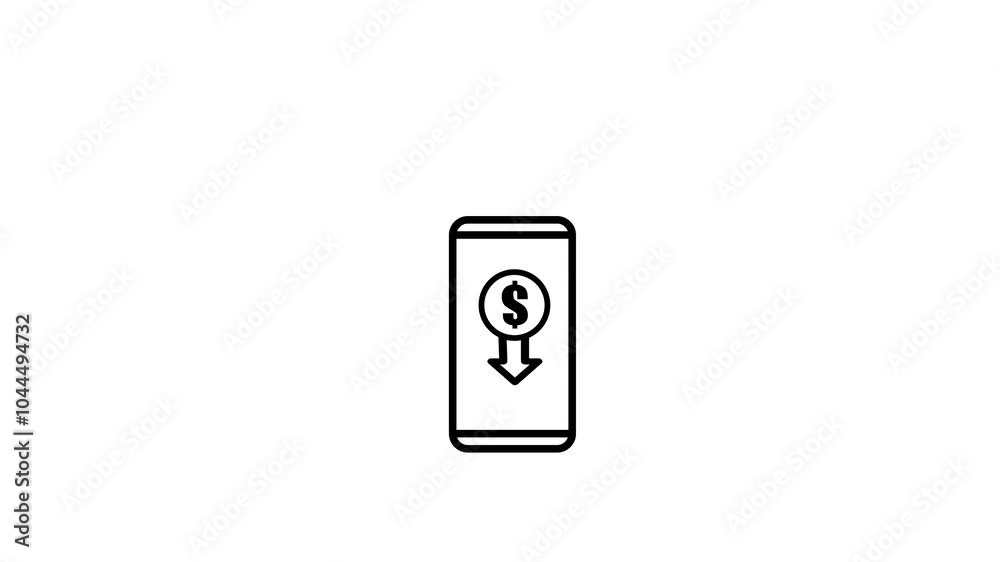 Animated dollar transfer icon in smart phone Animated dollar transfer icon in smart phone