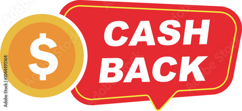 Cashback icon in flat style. Money back label vector.