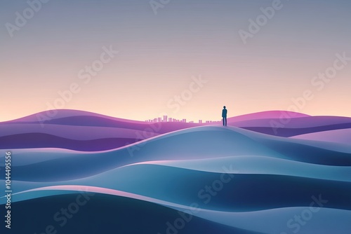 Solitary figure seen standing on dune 