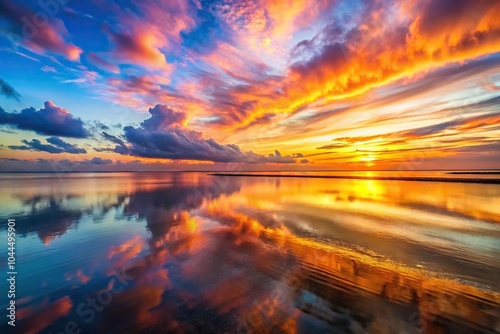 Scenic sunset reflections in the sea