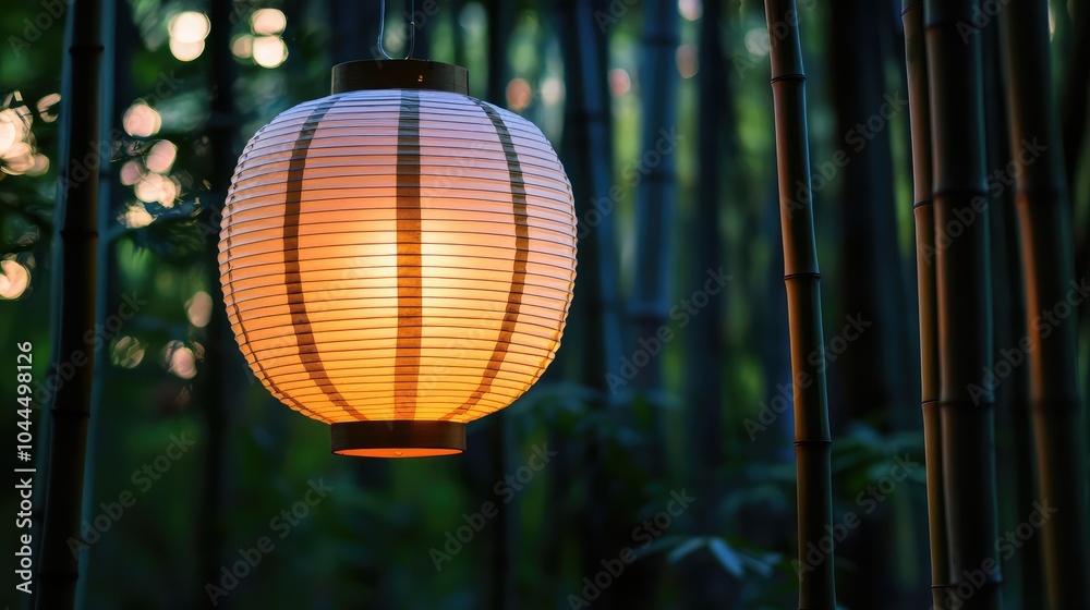 Fototapeta premium Graceful Traditional Japanese Paper Lantern at Dusk