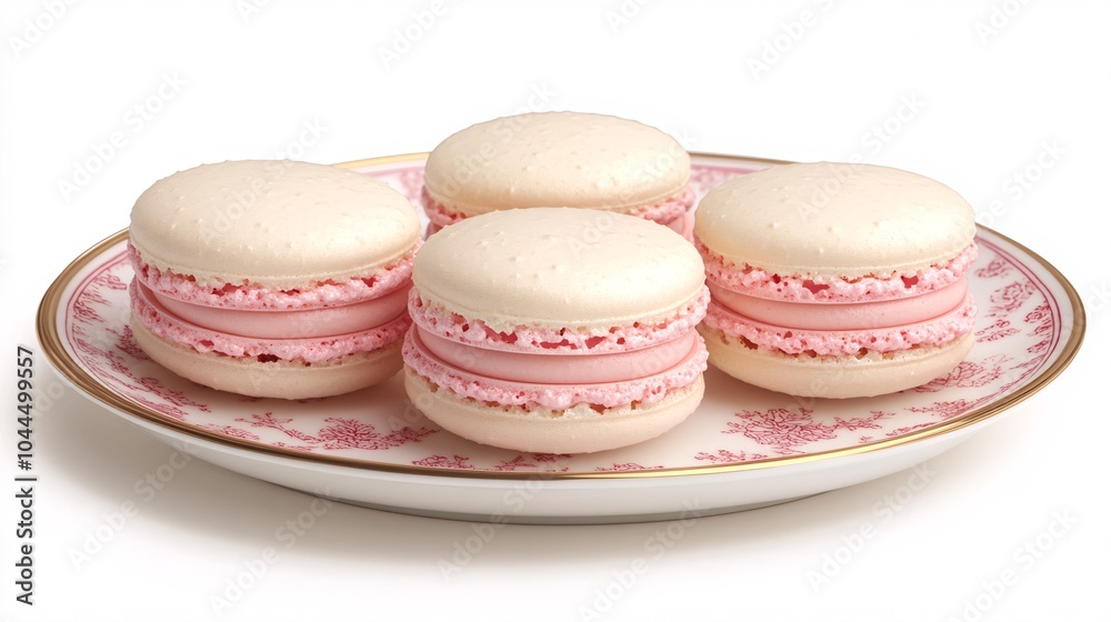 Fototapeta premium Macaron on plate isolated on white background