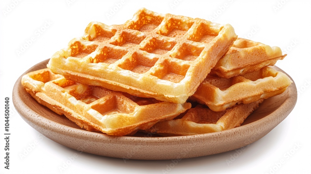 Delicious waffles on plate isolated on a white background Delicious waffles on plate isolated on a white background